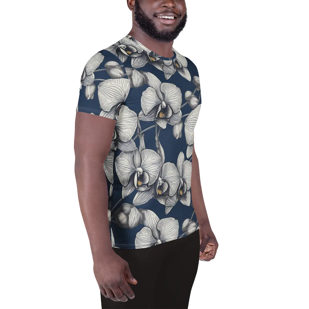 Moonlit Phalaenopsis on Men's Athletic T-Shirt — Right