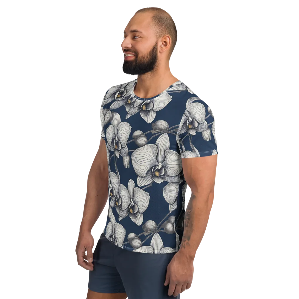 Moonlit Phalaenopsis on Men's Athletic T-Shirt — Left