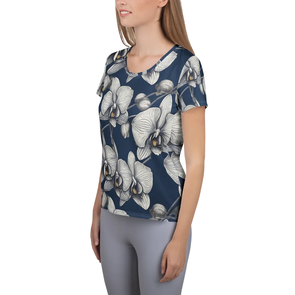 Moonlit Phalaenopsis on Women's Athletic T-Shirt — Left