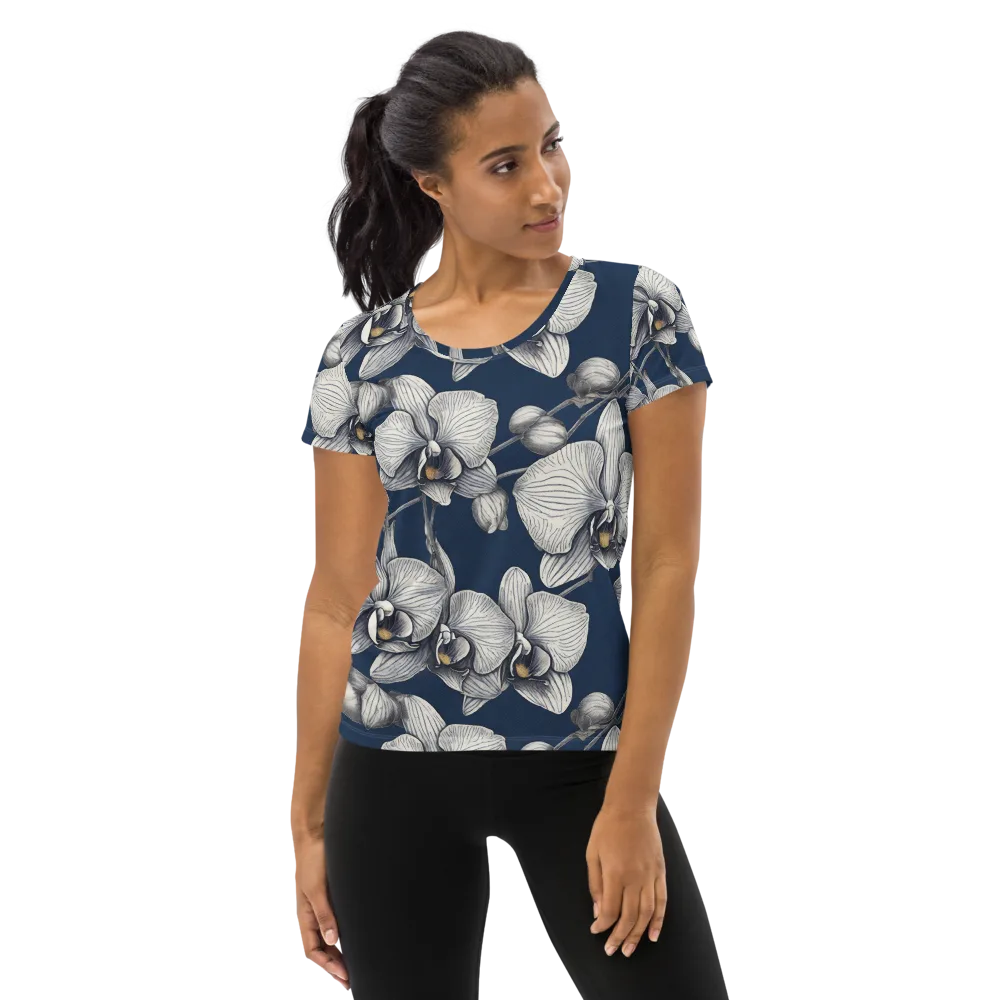Moonlit Phalaenopsis on Women's Athletic T-Shirt — Front