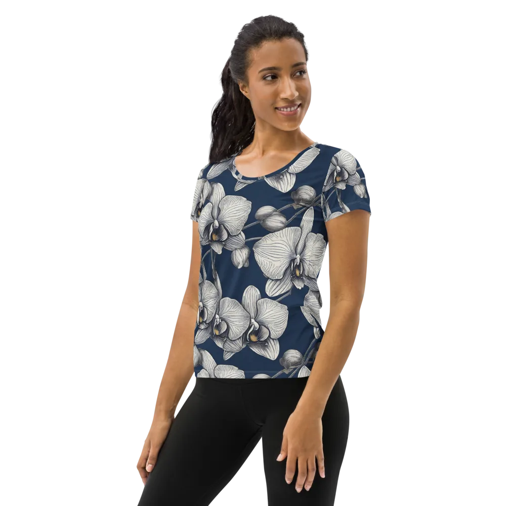 Moonlit Phalaenopsis on Women's Athletic T-Shirt — Left
