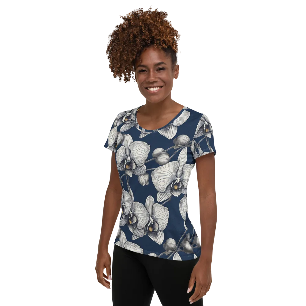 Moonlit Phalaenopsis on Women's Athletic T-Shirt — Left
