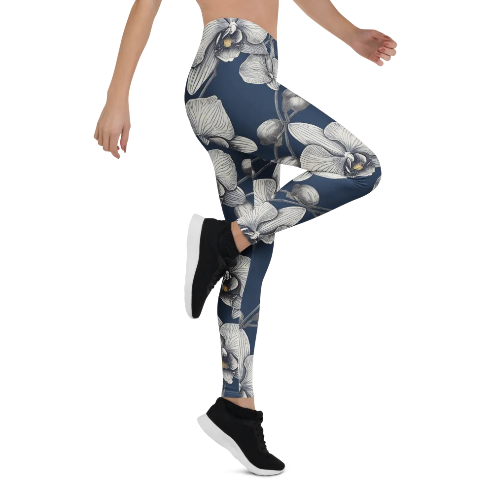 Moonlit Phalaenopsis on Leggings — Right