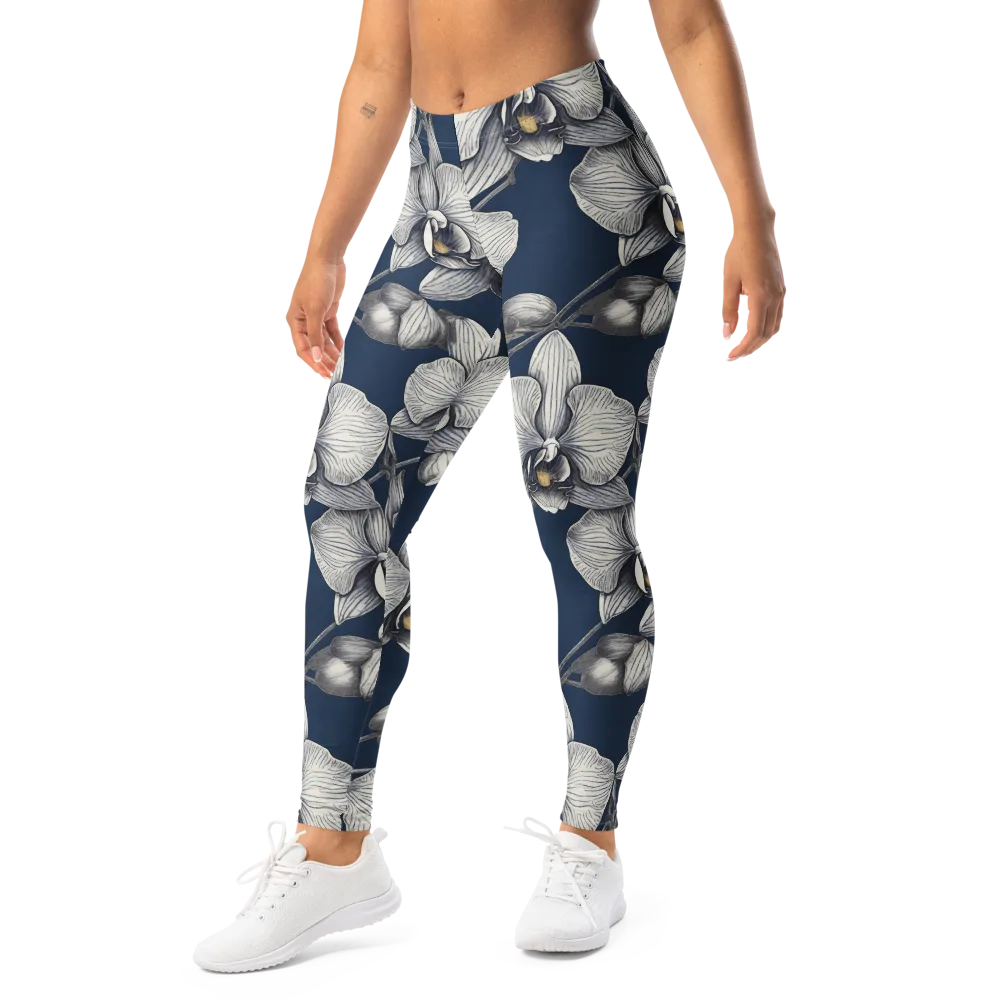 Moonlit Phalaenopsis on Leggings — Left Front