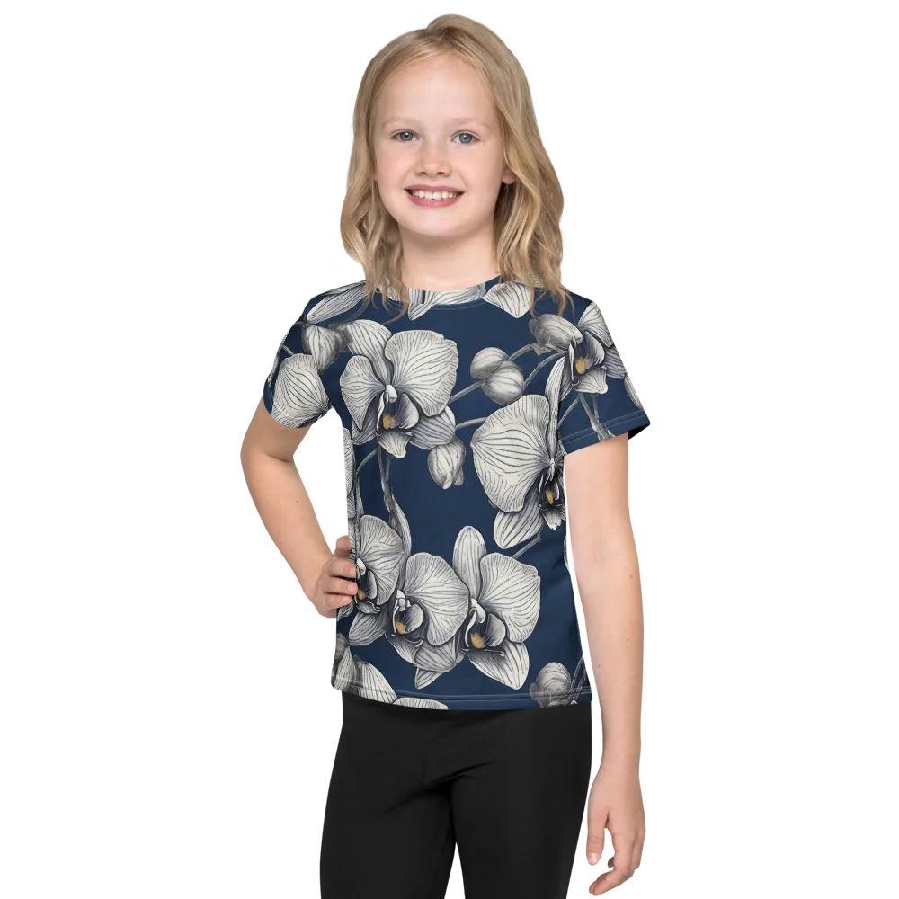 Moonlit Phalaenopsis on Kids Crew Neck T-Shirt — Front