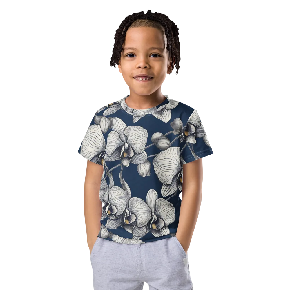 Moonlit Phalaenopsis on Kids Crew Neck T-Shirt — Front
