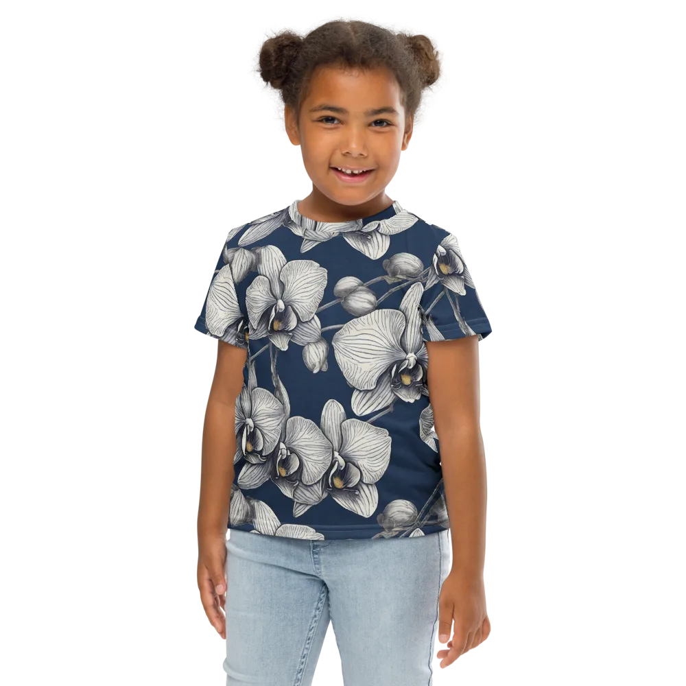Moonlit Phalaenopsis on Kids Crew Neck T-Shirt — Front