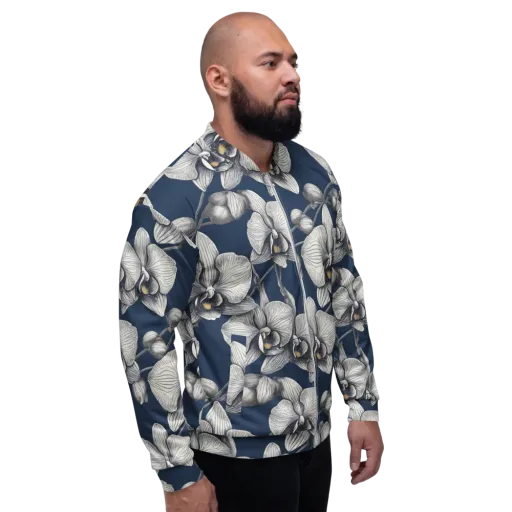 Moonlit Phalaenopsis on a Bomber Jacket