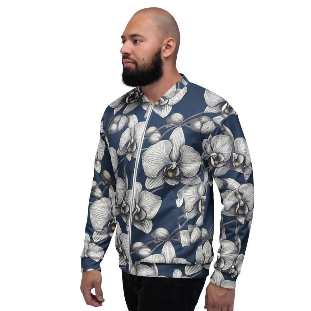 Moonlit Phalaenopsis on Bomber Jacket — Left