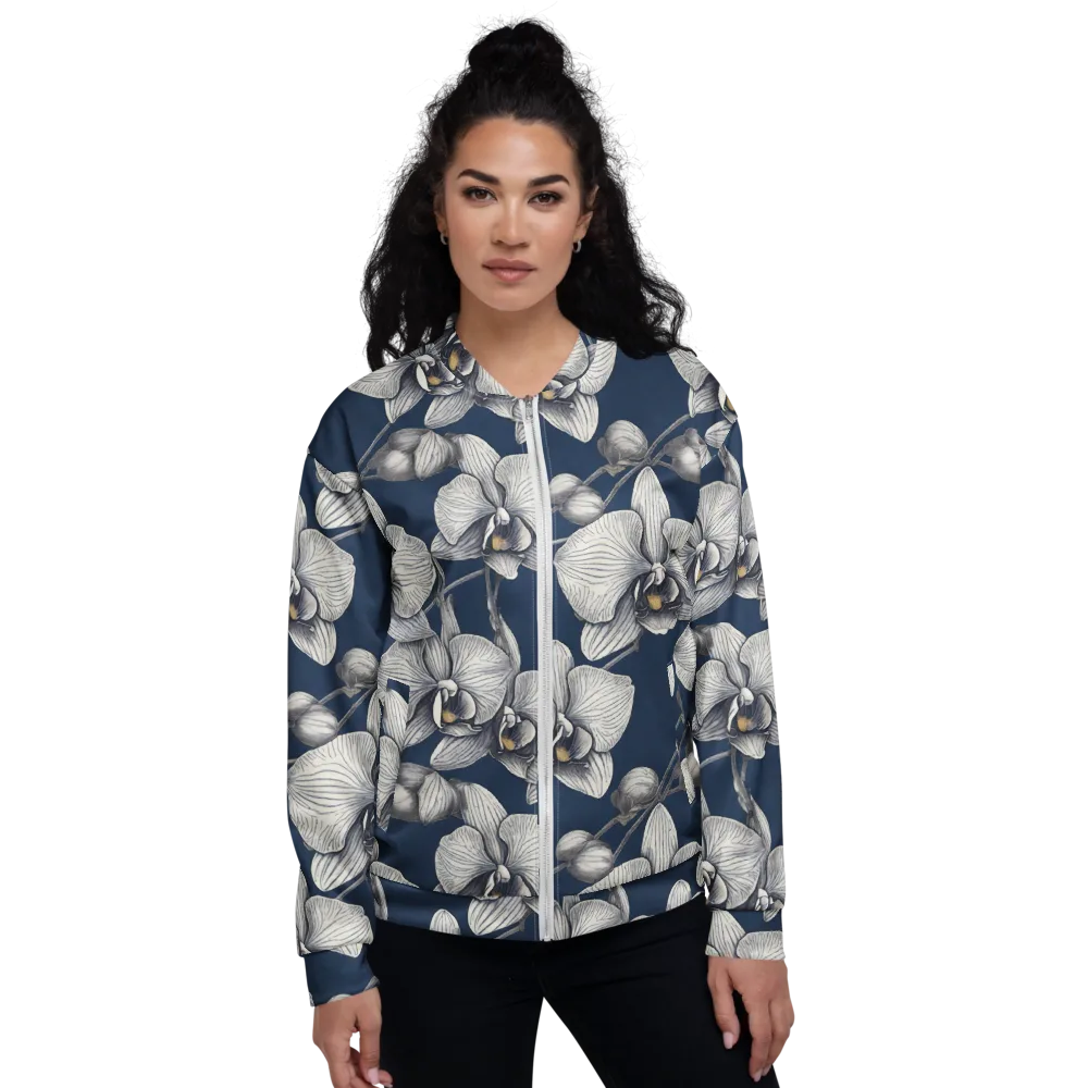 Moonlit Phalaenopsis on Bomber Jacket — Front
