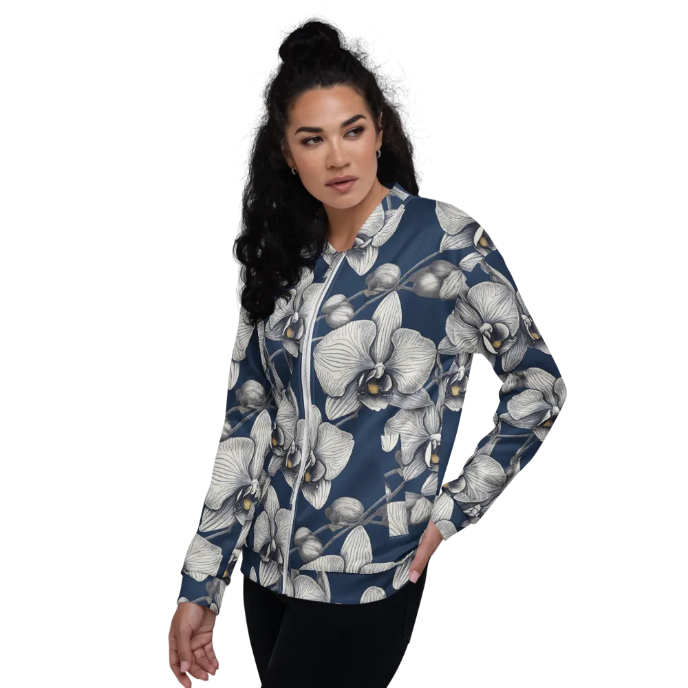 Moonlit Phalaenopsis on Bomber Jacket — Left