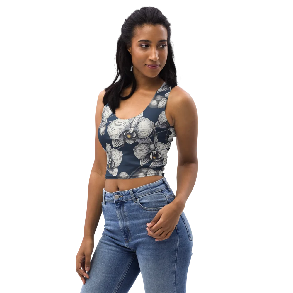 Moonlit Phalaenopsis on Crop Top — Left Front