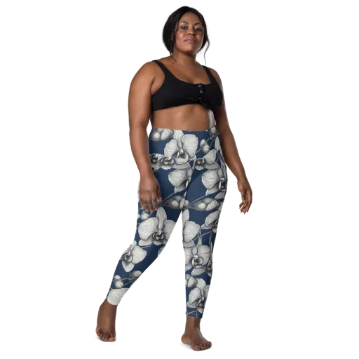 Moonlit Phalaenopsis on a Leggings with Pockets