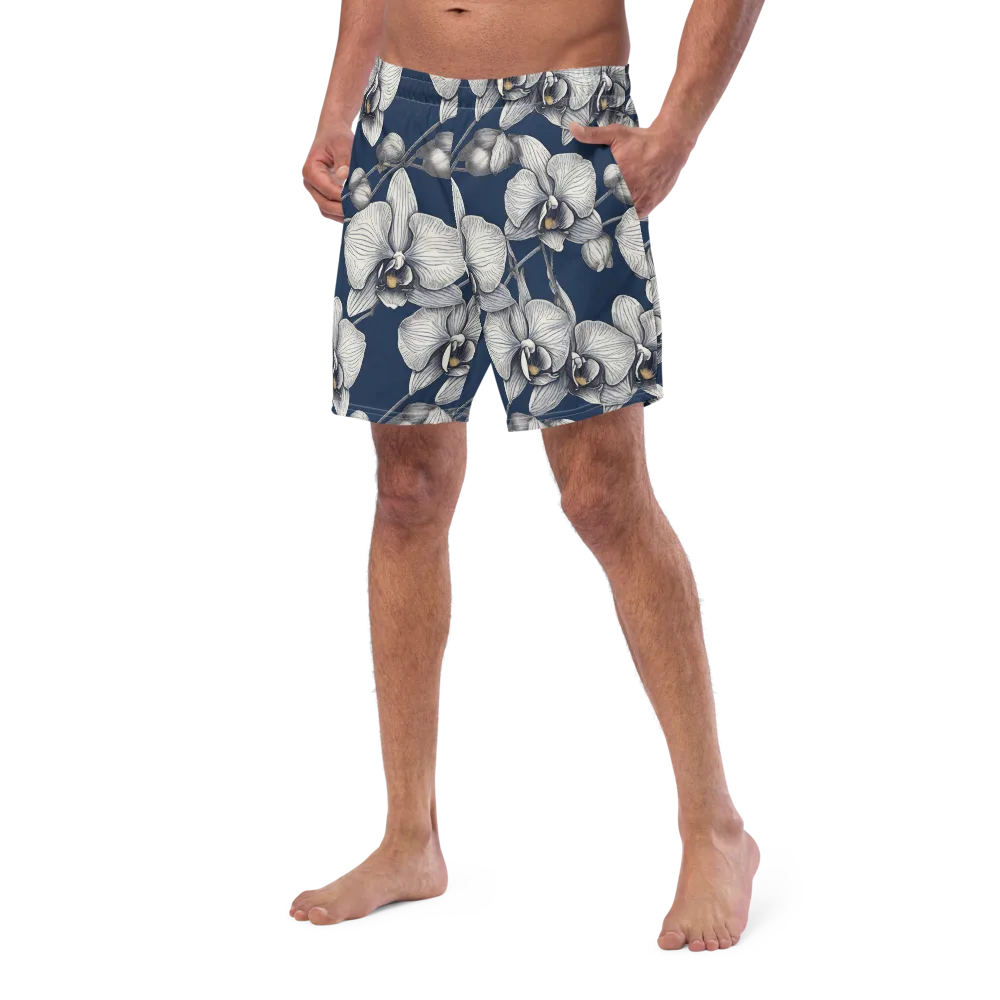 Moonlit Phalaenopsis on Swim Trunks — Left Front