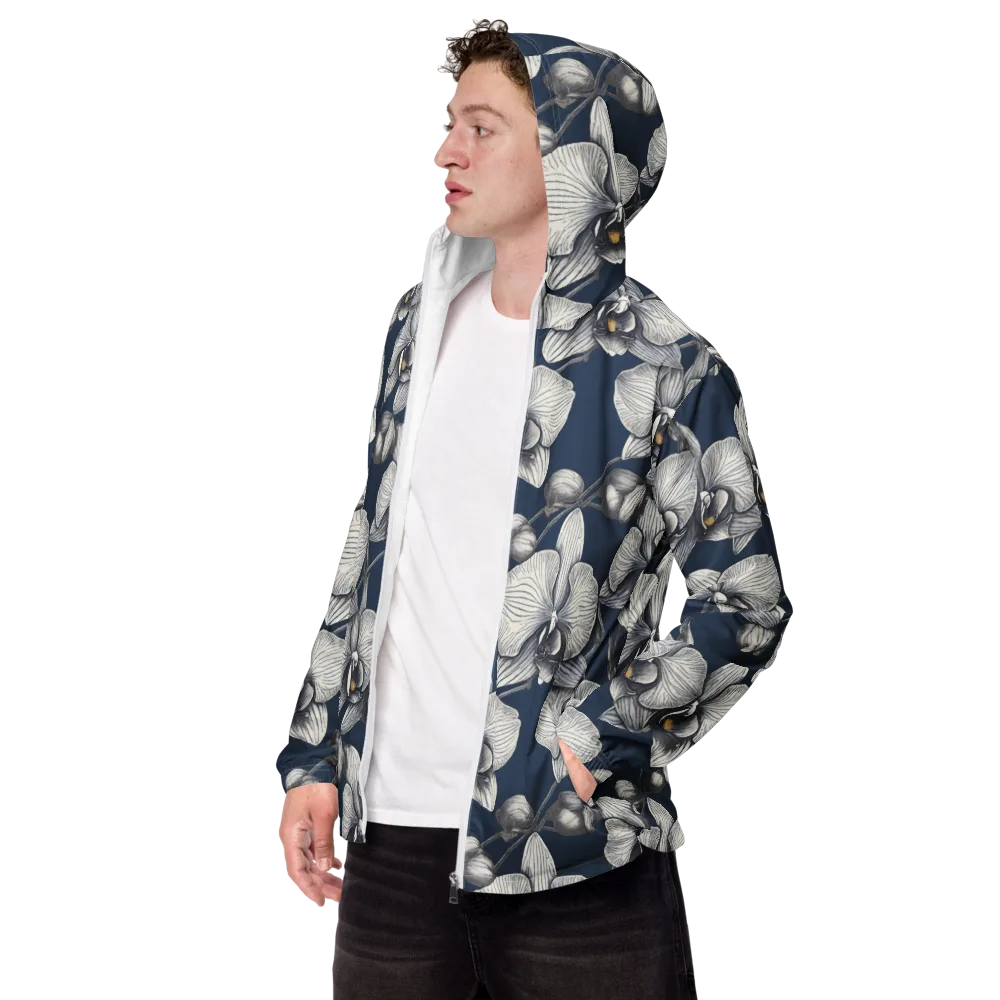 Moonlit Phalaenopsis on Men's Windbreaker — Left Front
