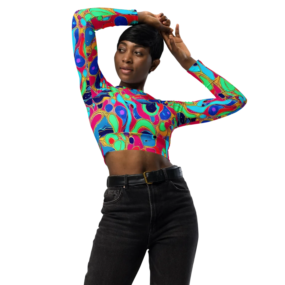 Jewel Riot on Long Sleeve Crop Top — Front