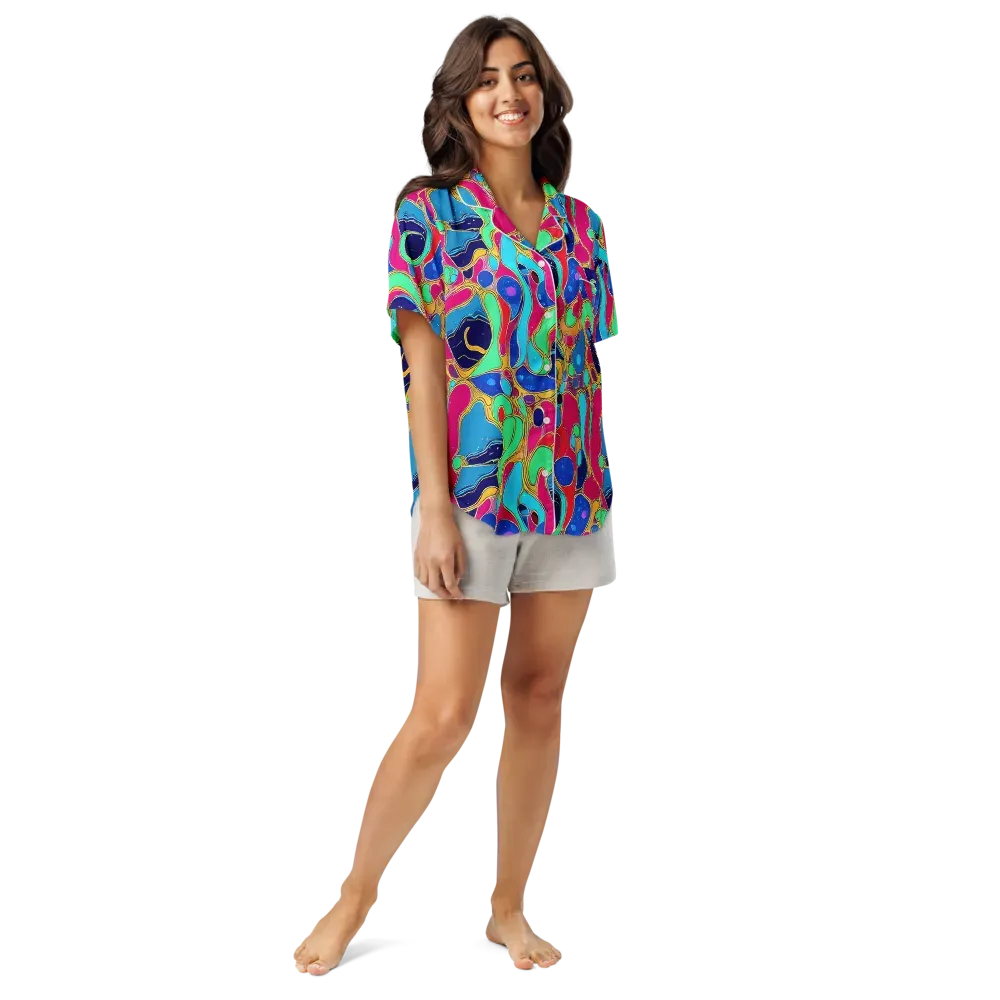 Jewel Riot on Women's Short Sleeve Pajama Top — Front