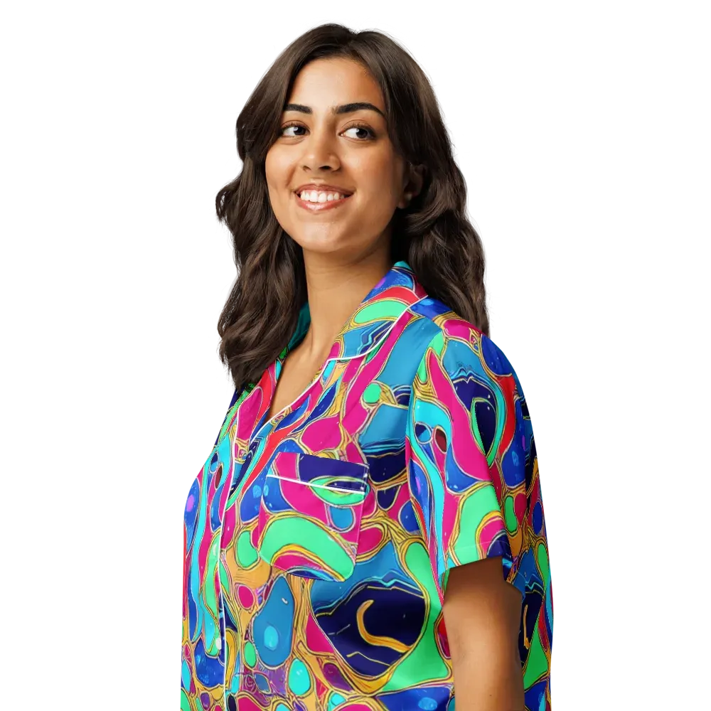 Jewel Riot on Women's Short Sleeve Pajama Top — Left Front