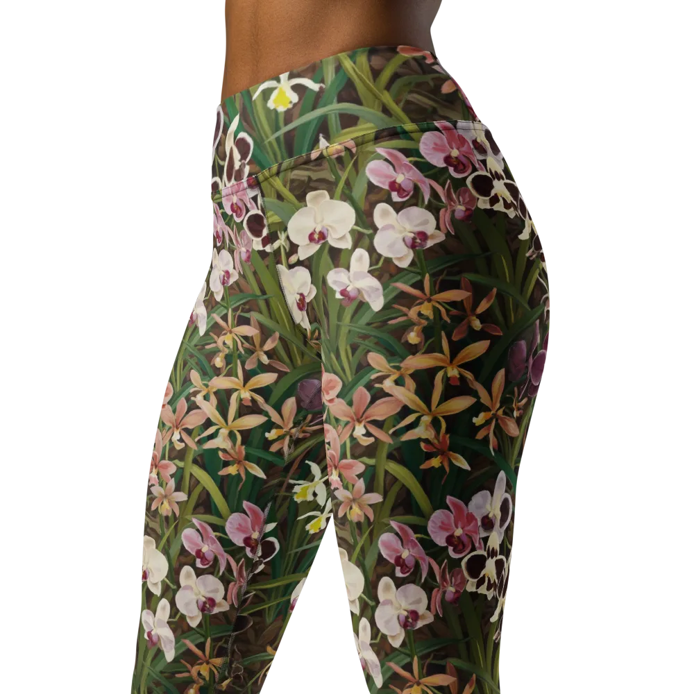 Velvet Orchidarium on Yoga Leggings — Left Front