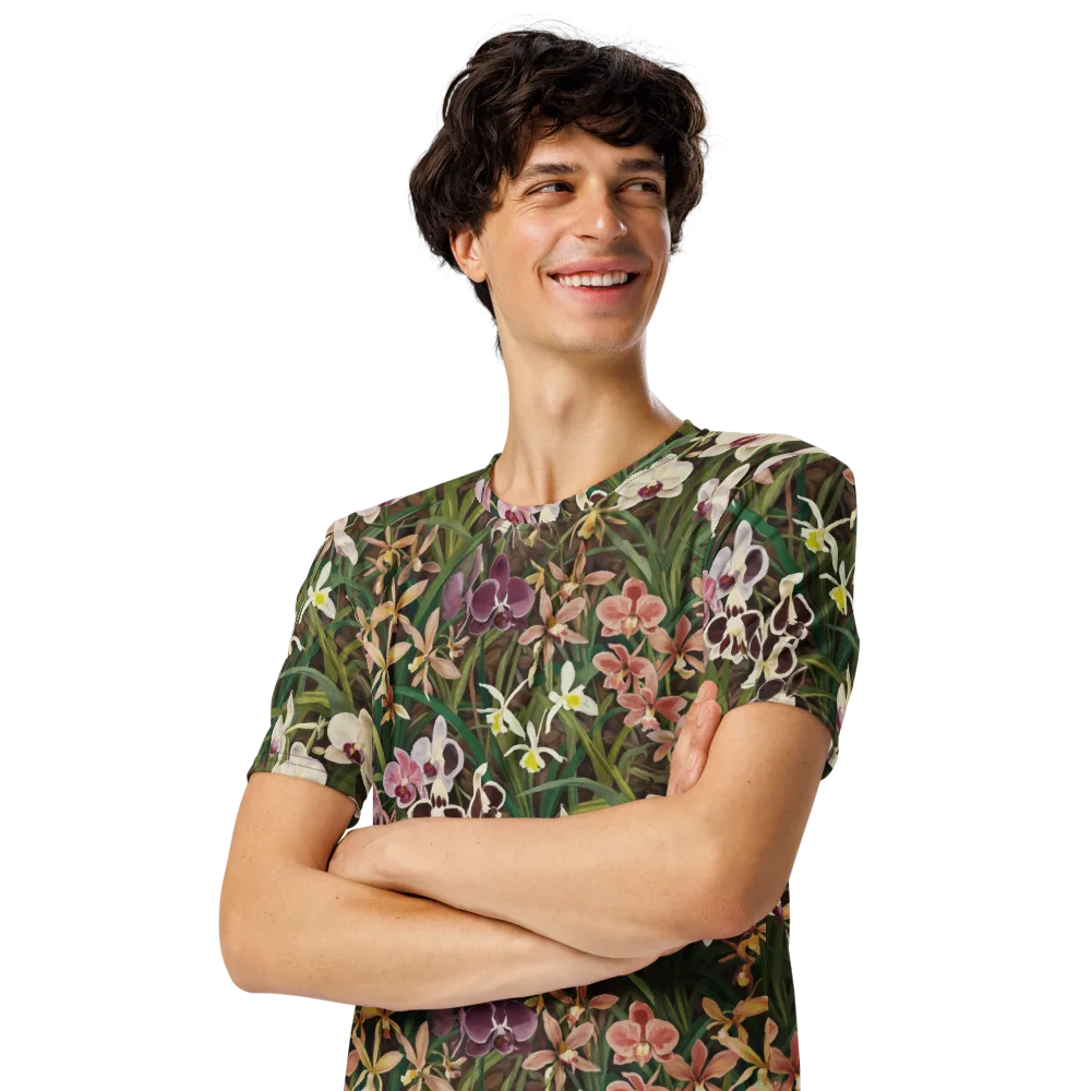 Velvet Orchidarium on Men's Crew Neck T-Shirt — Left Front