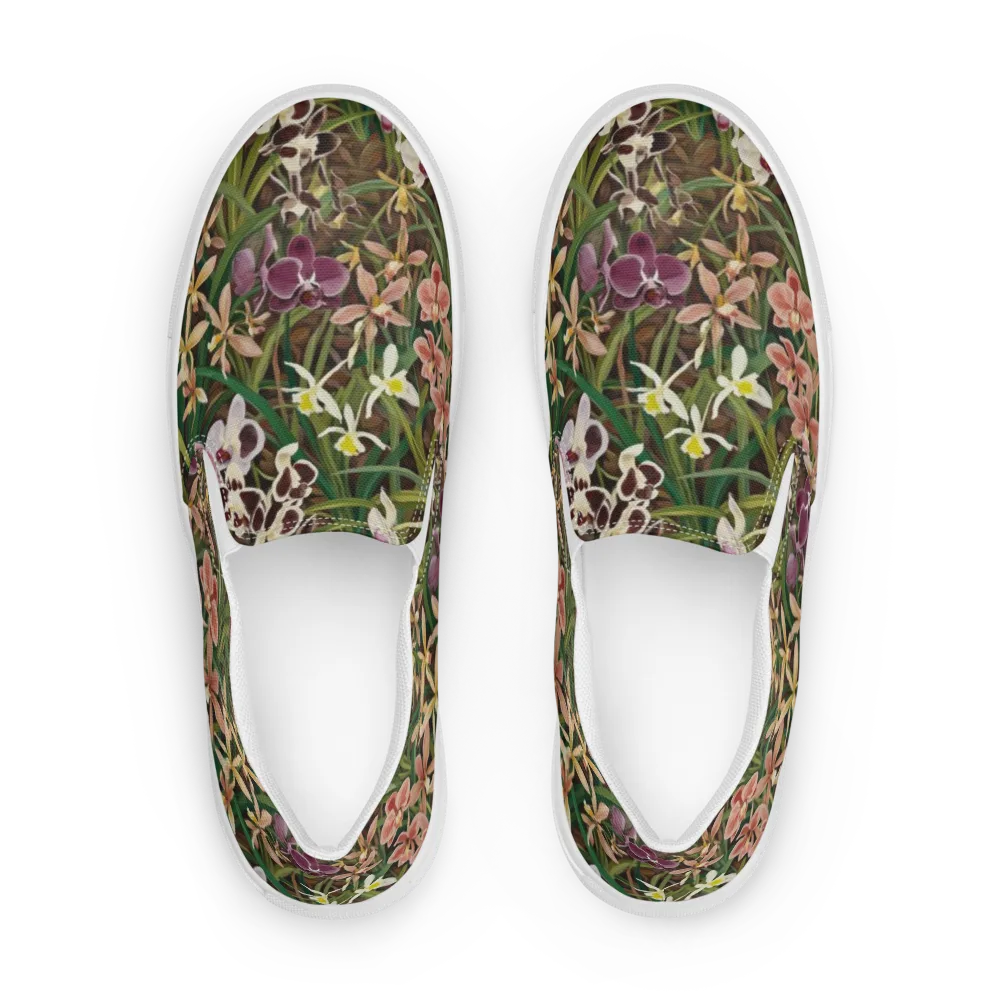 Velvet Orchidarium on Men's Slip-On Canvas Shoes — Front