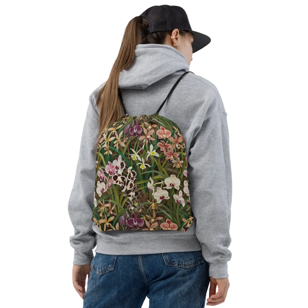 Velvet Orchidarium on Drawstring Bag — Front