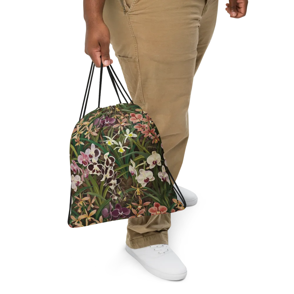Velvet Orchidarium on Drawstring Bag — Front