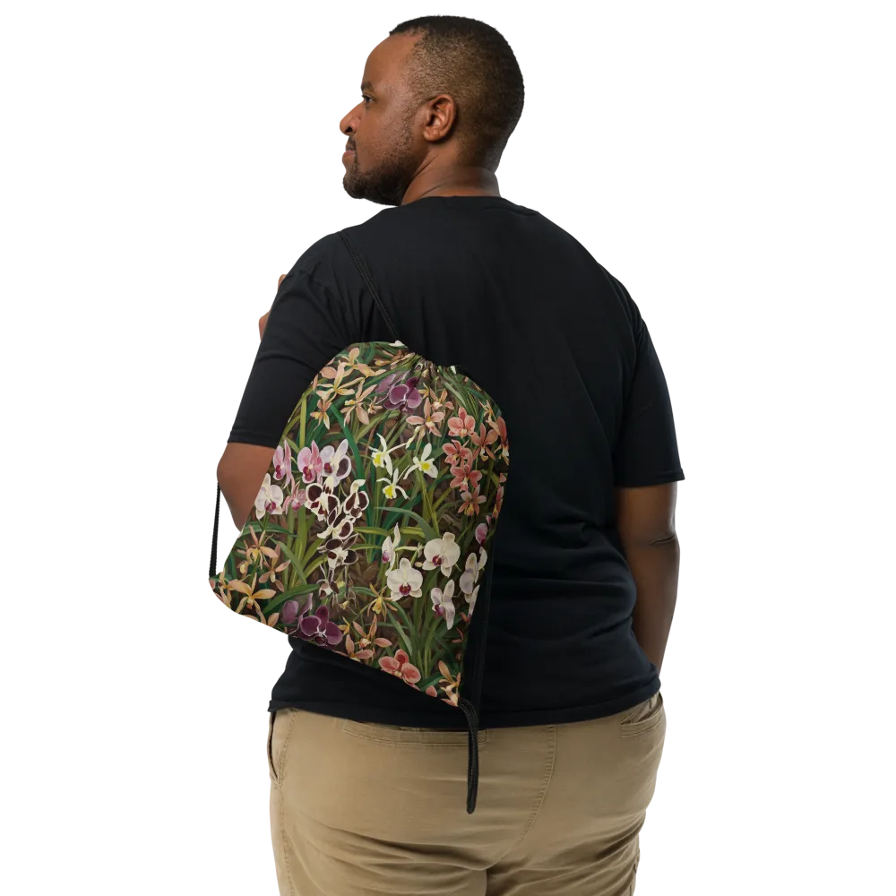 Velvet Orchidarium on Drawstring Bag — Front