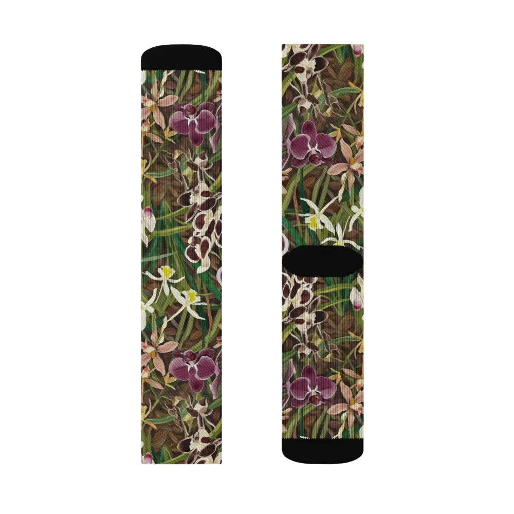 Velvet Orchidarium on Socks — Left Sock