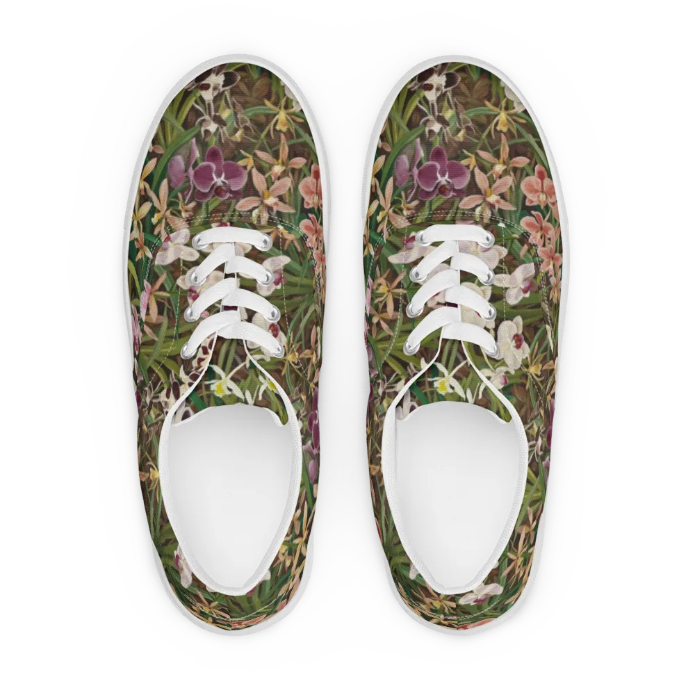 Velvet Orchidarium on Men's Lace-Up Canvas Shoes — Front