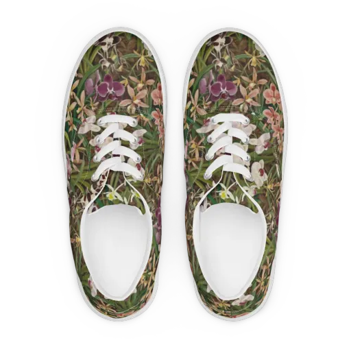 Velvet Orchidarium on a Men's Lace-Up Canvas Shoes