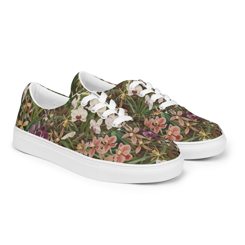 Velvet Orchidarium on Men's Lace-Up Canvas Shoes — Right Front