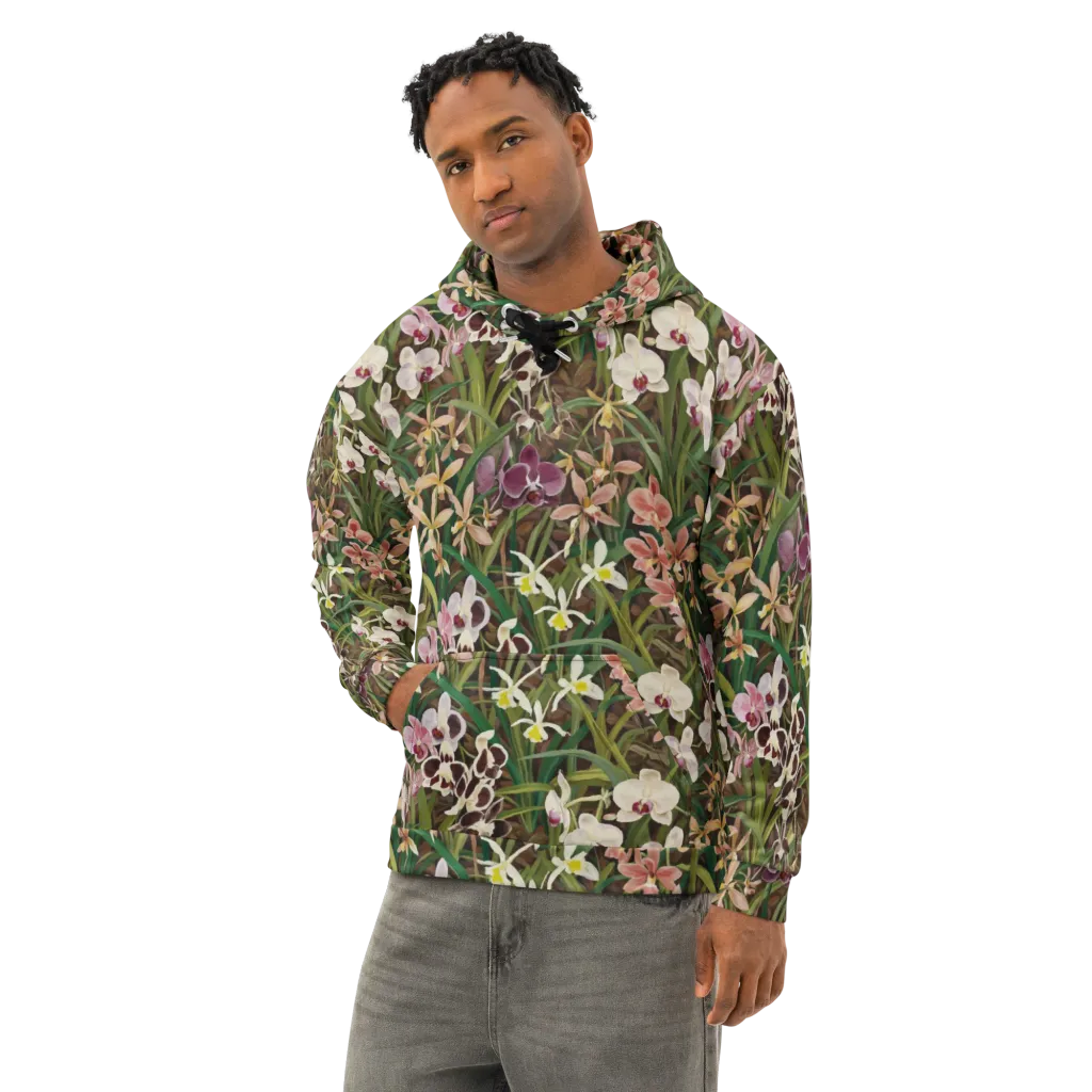 Velvet Orchidarium on Cotton Hoodie — Left Front