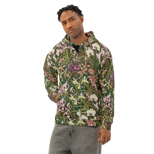 Velvet Orchidarium on a Cotton Hoodie