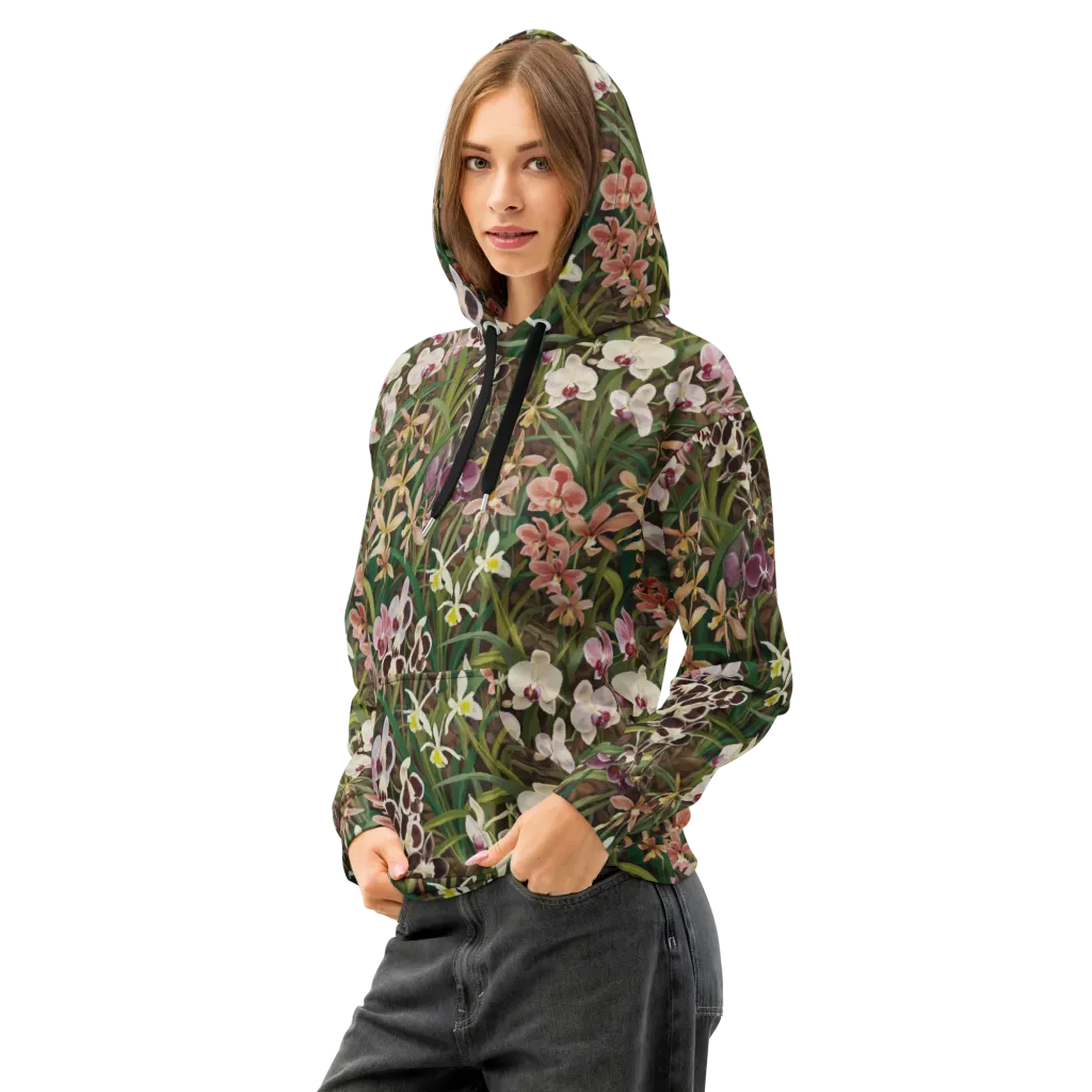 Velvet Orchidarium on Cotton Hoodie — Left Front