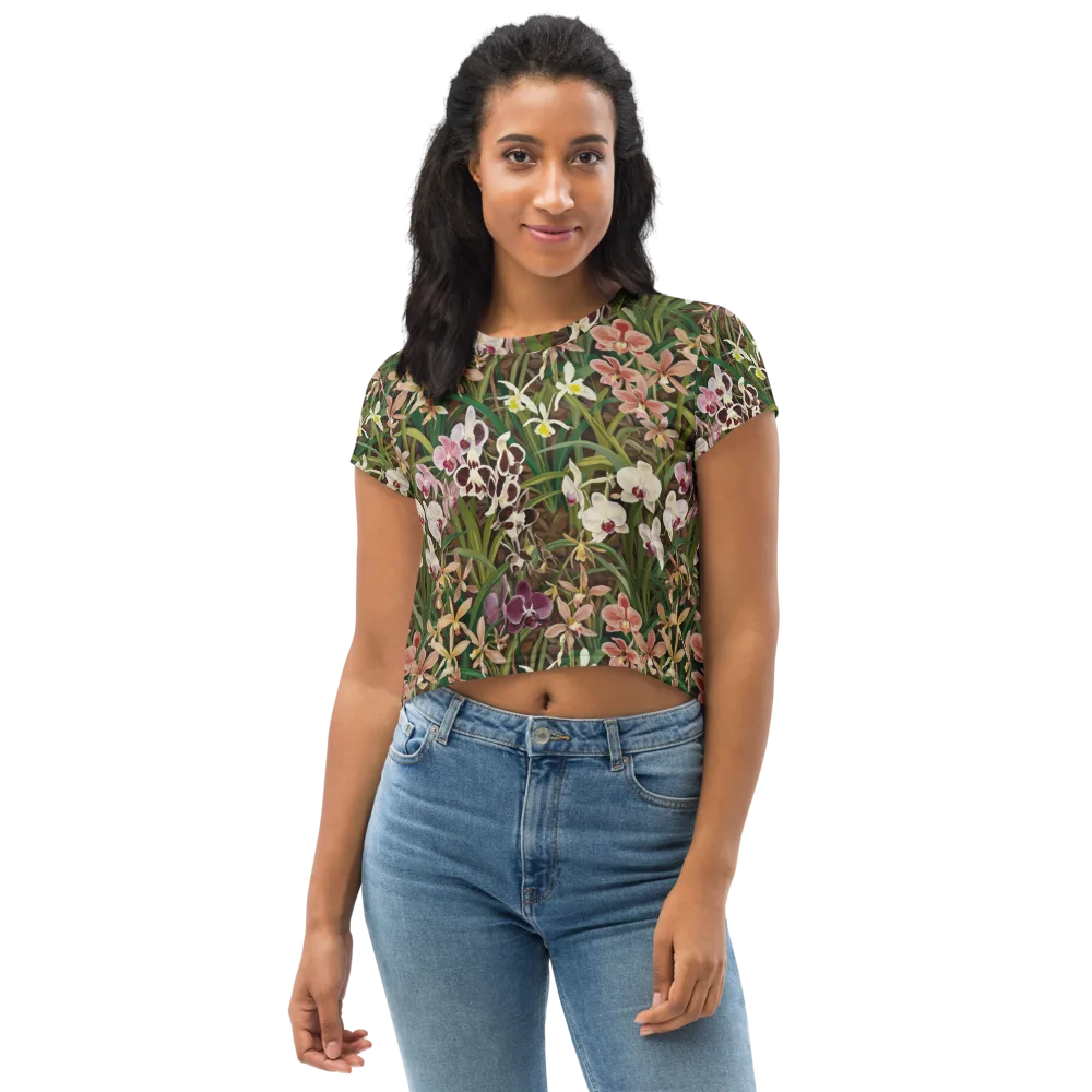 Velvet Orchidarium on Crop Tee — Front