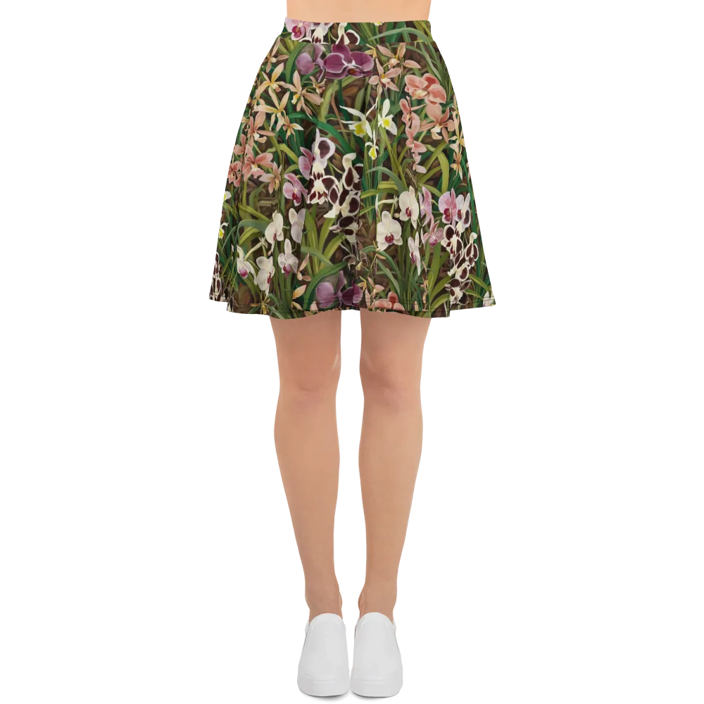 Velvet Orchidarium on Skater Skirt — Front