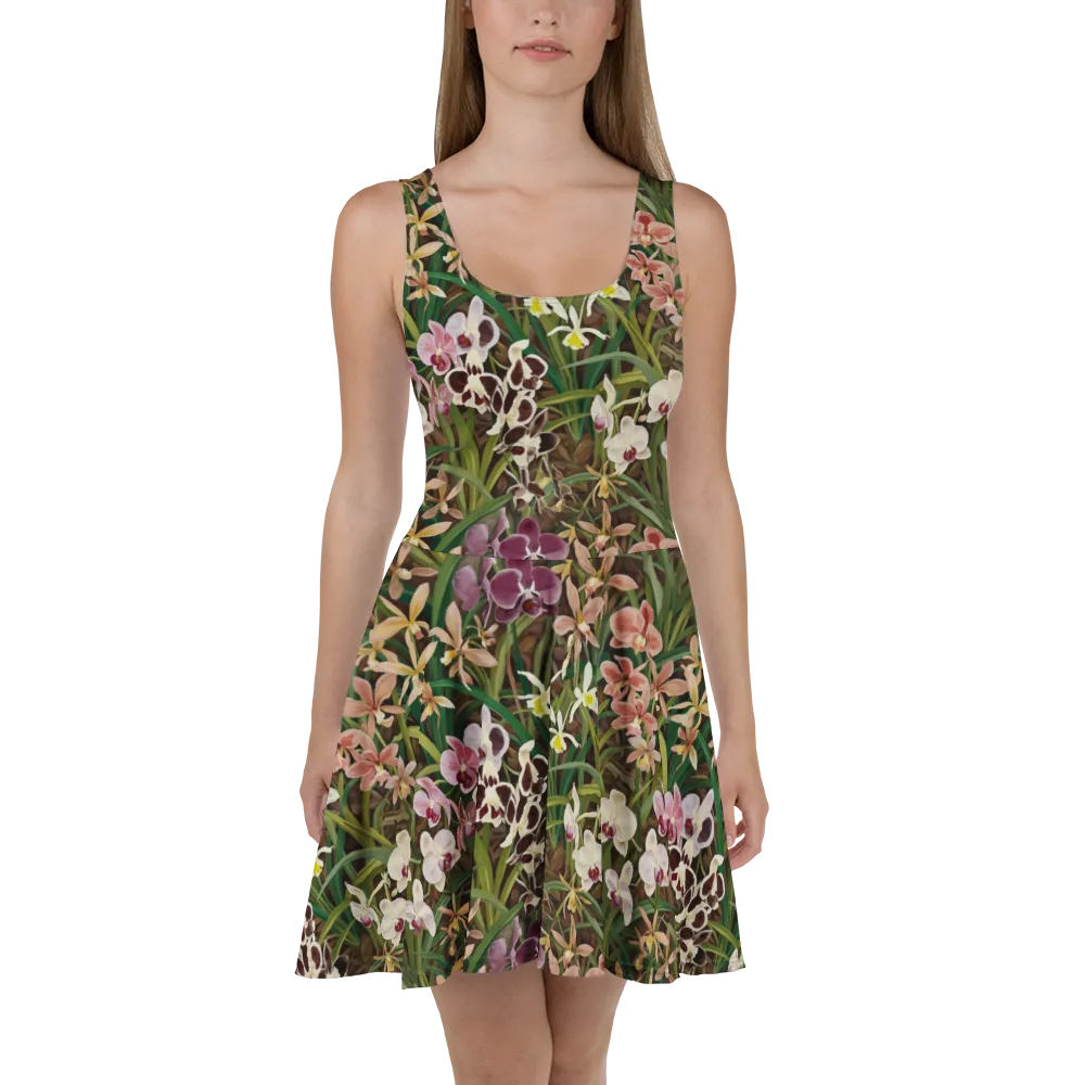 Velvet Orchidarium on Skater Dress — Front