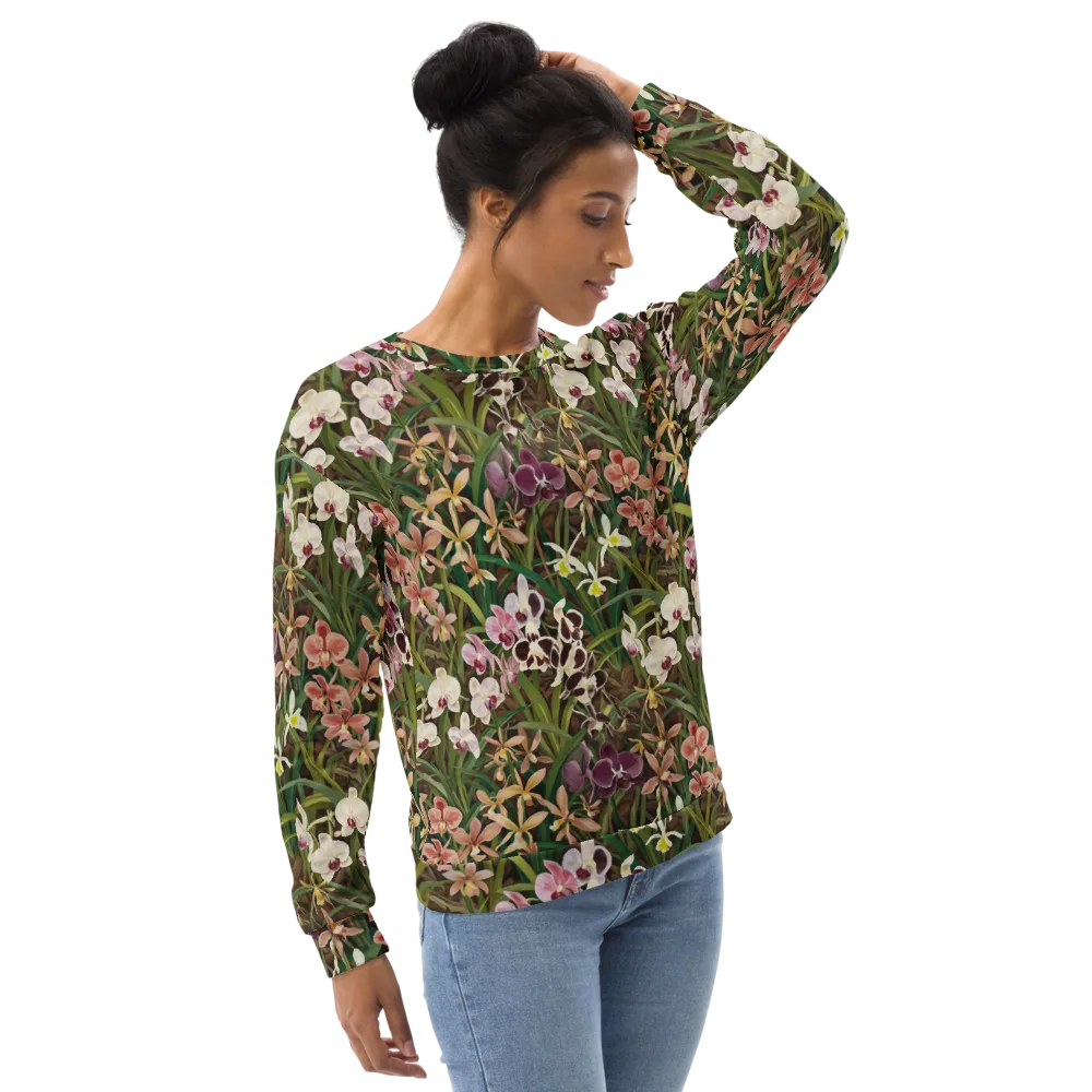 Velvet Orchidarium on Sweatshirt — Right Front