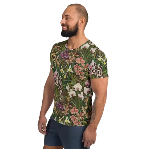Velvet Orchidarium on a Men's Athletic T-Shirt