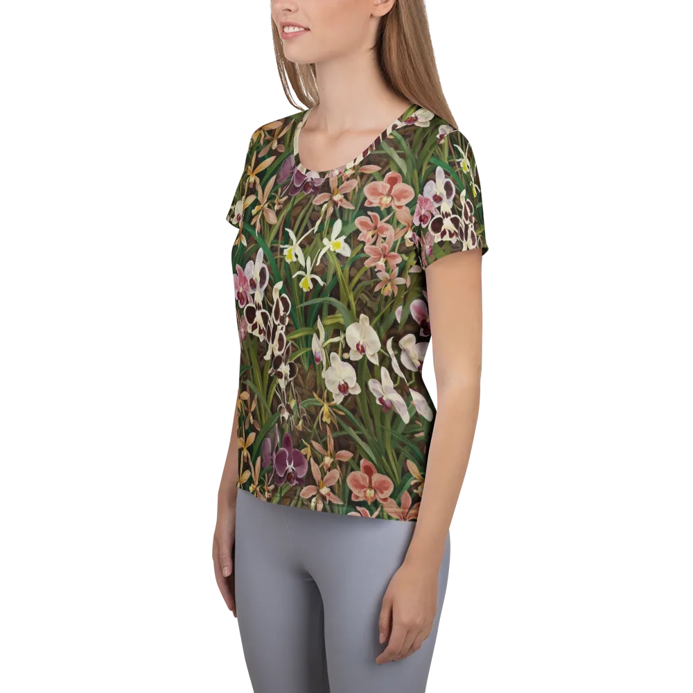 Velvet Orchidarium on Women's Athletic T-Shirt — Left