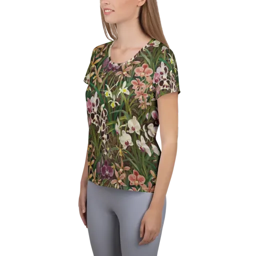 Velvet Orchidarium on a Women's Athletic T-Shirt