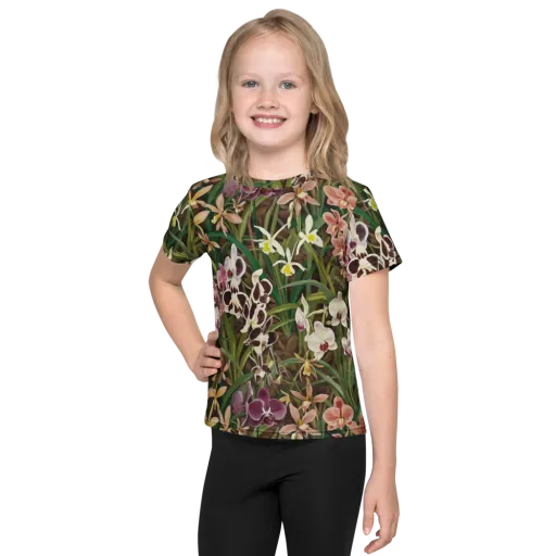 Velvet Orchidarium on a Kids Crew Neck T-Shirt