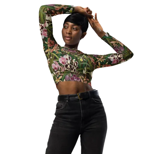 Velvet Orchidarium on a Long Sleeve Crop Top