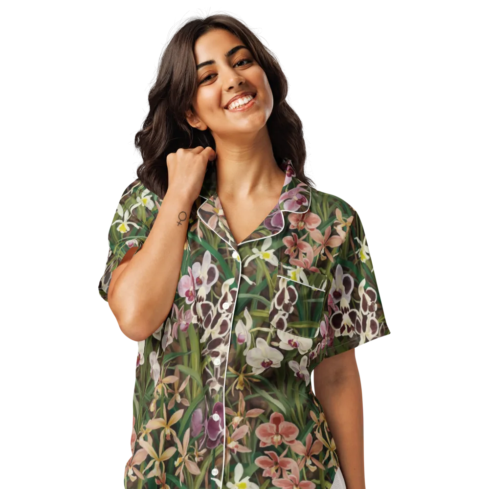 Velvet Orchidarium on Women's Short Sleeve Pajama Top — Front