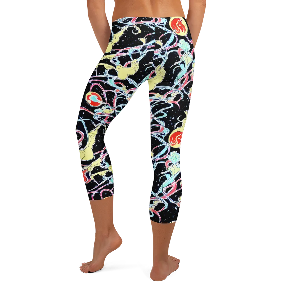 Galactic Whirl on Capri Leggings — Back