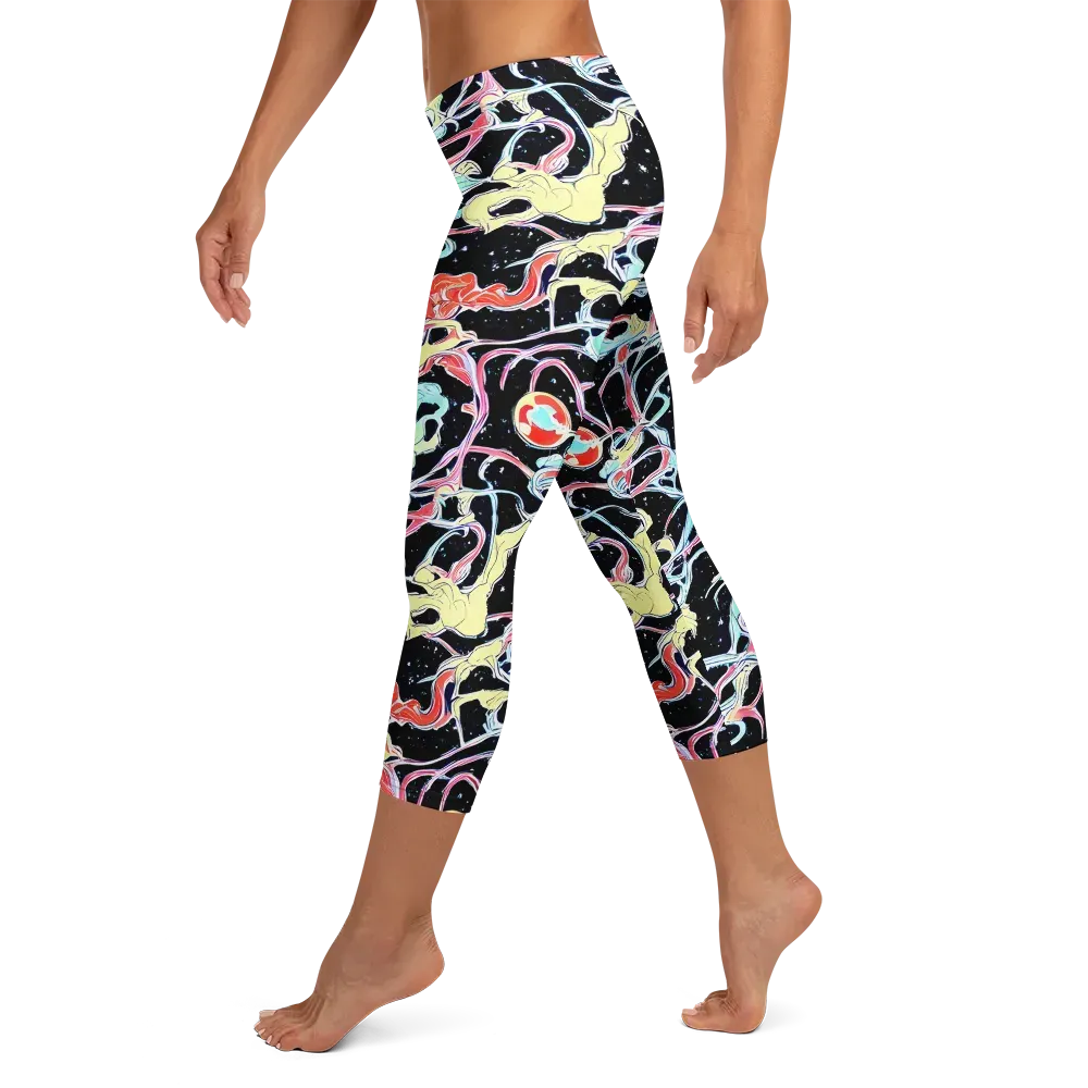 Galactic Whirl on Capri Leggings — Left
