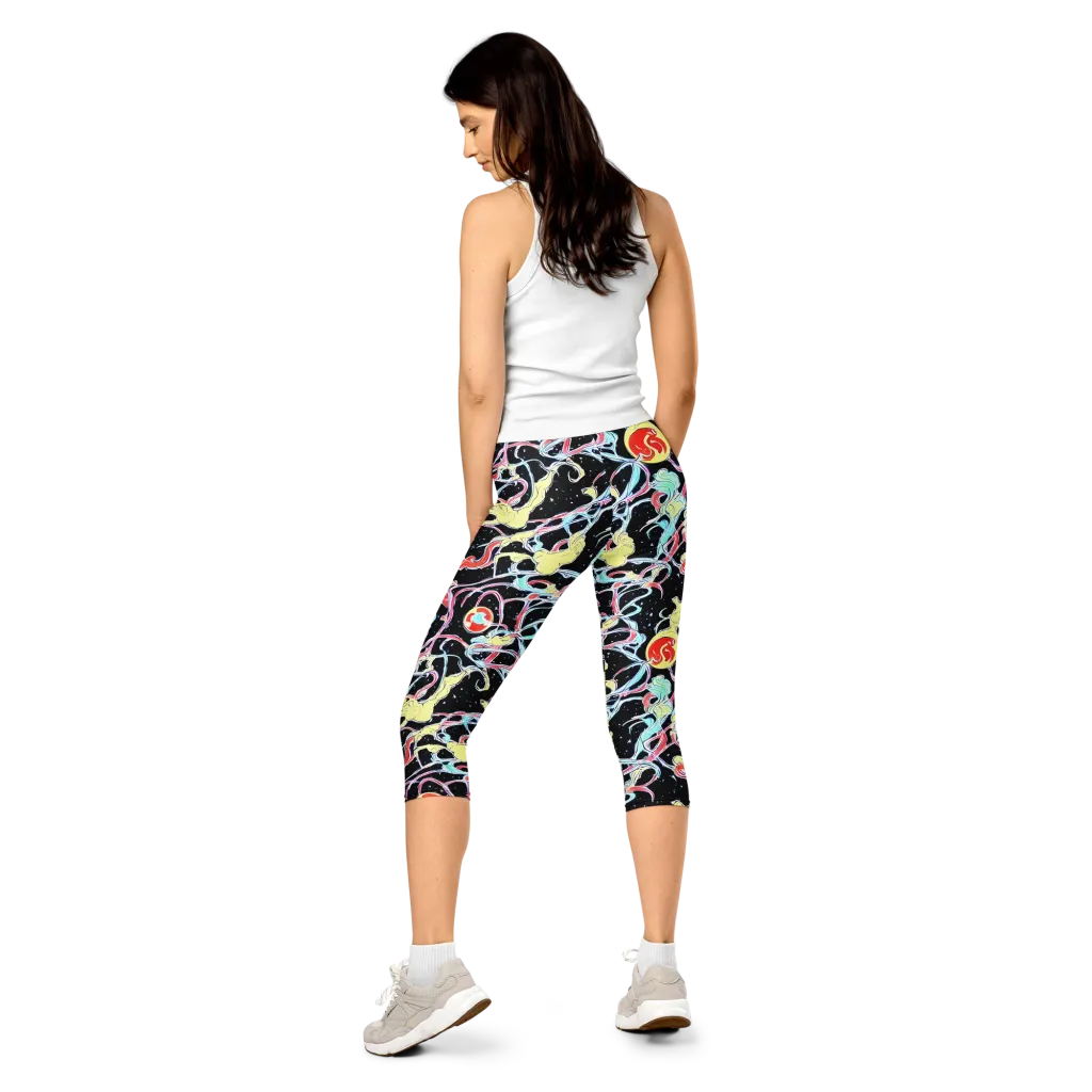 Galactic Whirl on Capri Leggings — Back