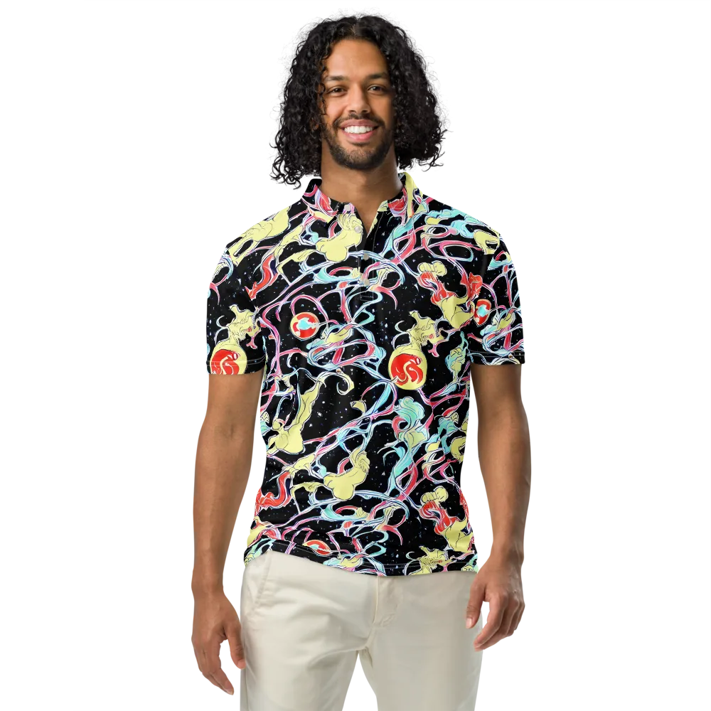 Galactic Whirl on Men's Slim Fit Polo Shirt — Front