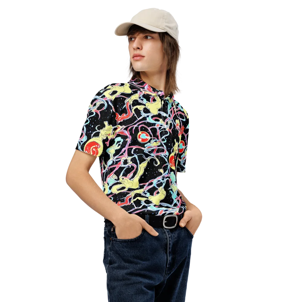 Galactic Whirl on Men's Slim Fit Polo Shirt — Right Front